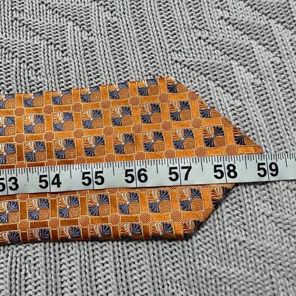Ermenegildo Zegna orange fan printed geometric silk tie - Picture 4 of 5